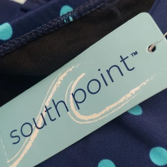 SOUTH POINT Blue Polka Dot Tiered Halter Swim Top New 14 - Picture 10 of 11